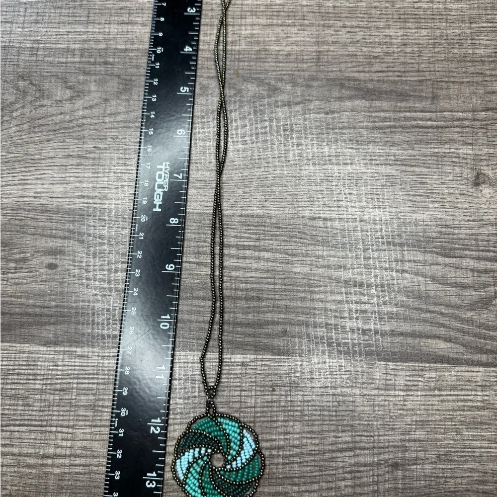 Handmade Elegant Turquoise and Silver Swirl Pendant Necklace